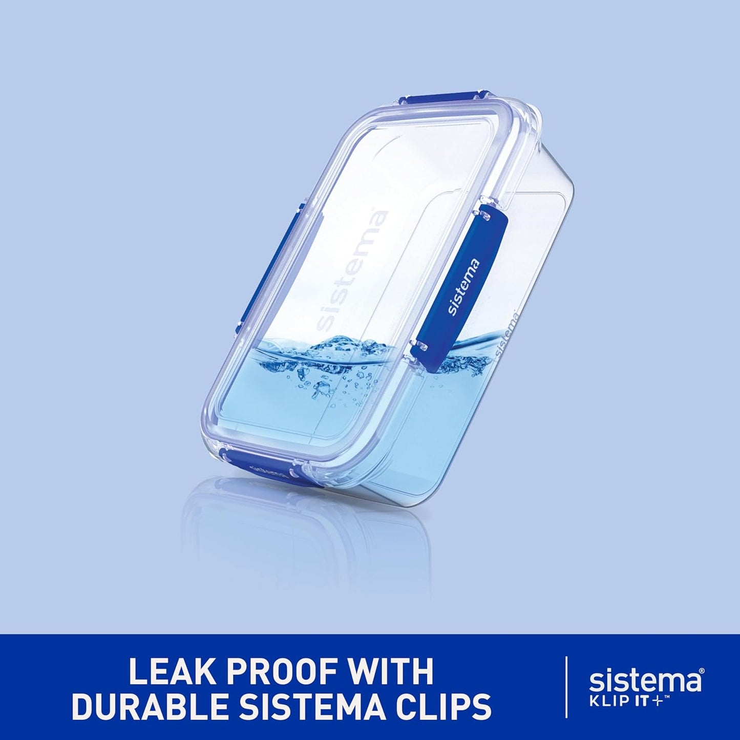 Sistema KLIP IT PLUS Leakproof Food Storage Containers | 1 L | Airtight, Stackable & Nestable Meal Prep Containers with Lids | School Lunch Boxes | 3 Count