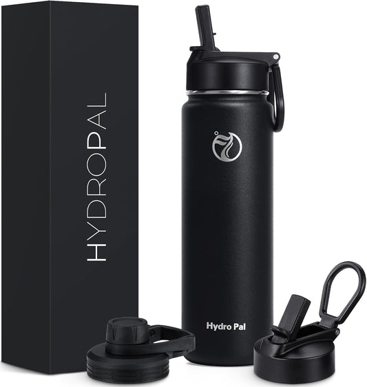 HydroPal Vacuum Insulated Stainless Steel Water Bottle, 1200ml/1000ml/750ml- 2 Lids