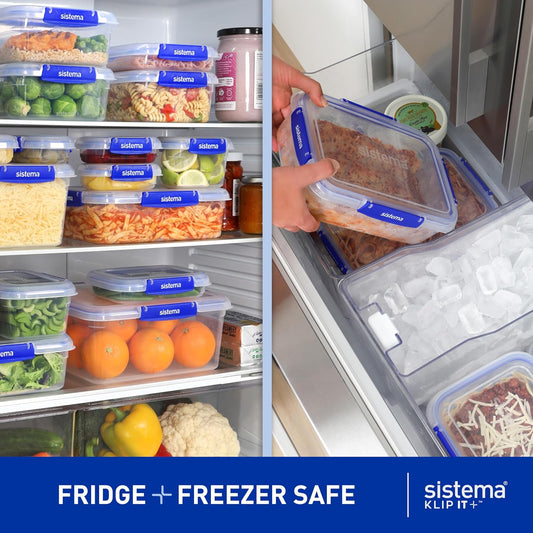 Sistema KLIP IT PLUS Leakproof Food Storage Containers | 1 L | Airtight, Stackable & Nestable Meal Prep Containers with Lids | School Lunch Boxes | 3 Count